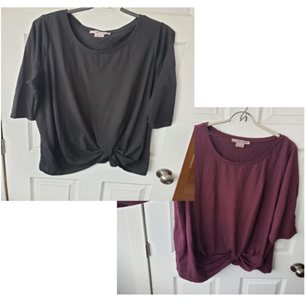 Knot front T, 3/4 sleeves - 2 colors avail
